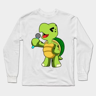 Turtle at Singing with Microphone Long Sleeve T-Shirt